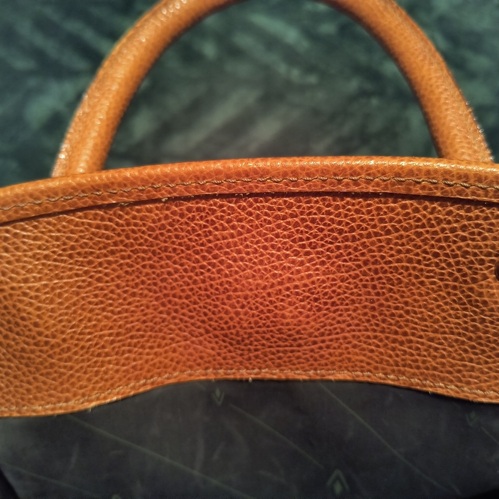 Tan Leather Satchel with Gold-Tone Hardware - Picture 5 of 8